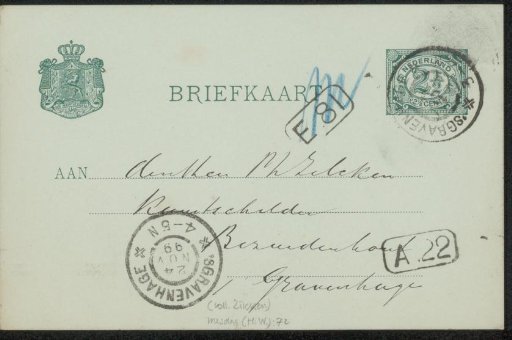 Postcard to Philip Zilcken