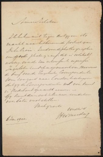Letter to Philip Zilcken