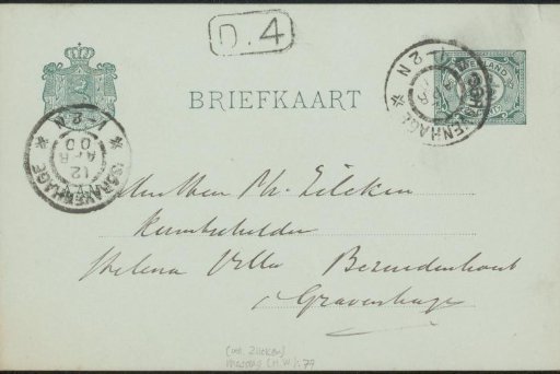 Postcard to Philip Zilcken