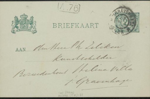 Postcard to Philip Zilcken