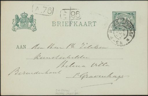 Postcard to Philip Zilcken