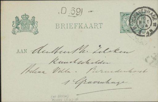 Postcard to Philip Zilcken