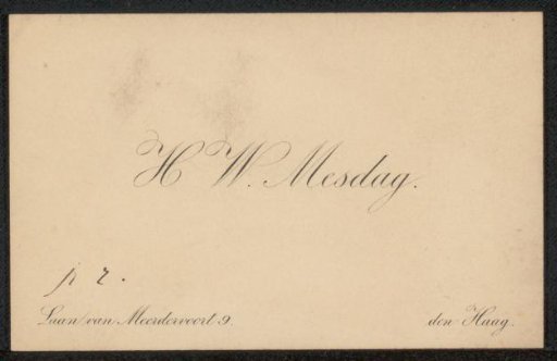 Visiting card to Philip Zilcken