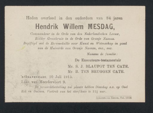 Death notice to Philip Zilcken