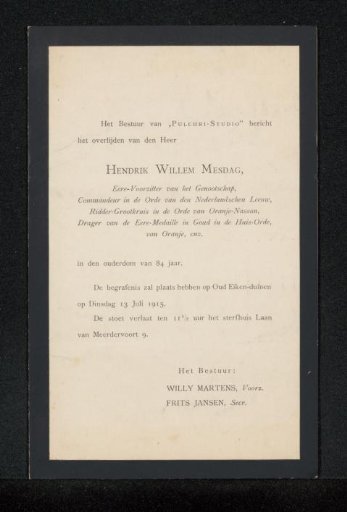Death notice to Philip Zilcken
