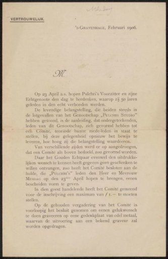 Letter to Philip Zilcken
