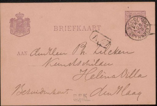 Postcard to Philip Zilcken
