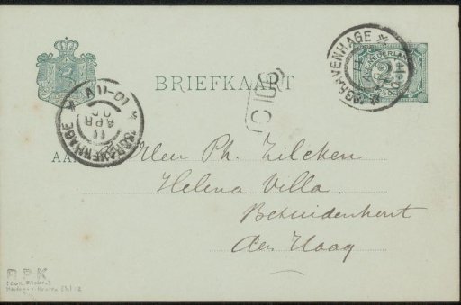 Postcard to Philip Zilcken