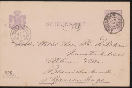 Postcard to Philip Zilcken