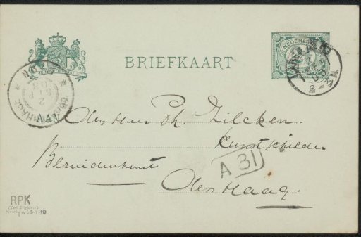 Postcard to Philip Zilcken