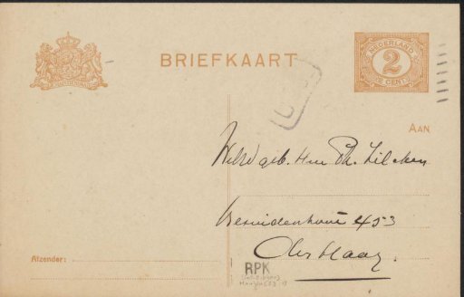 Postcard to Philip Zilcken