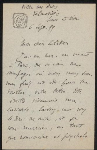 Letter to Philip Zilcken