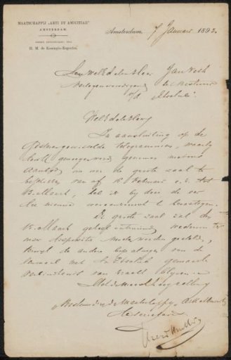 Letter to Philip Zilcken