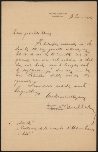 Letter to Philip Zilcken