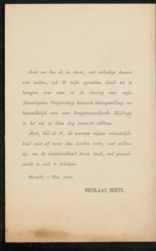 Letter to Philip Zilcken