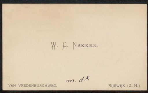 Calling card to Philip Zilcken