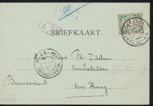 Postcard to Philip Zilcken
