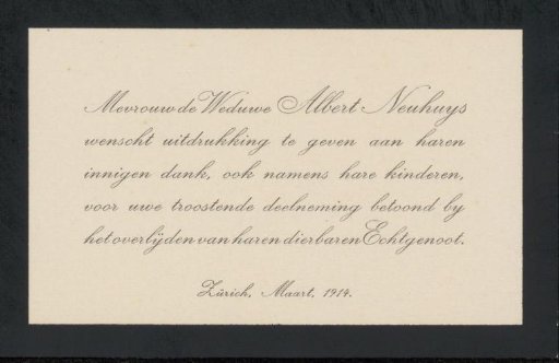 Thank-you card for Philip Zilcken