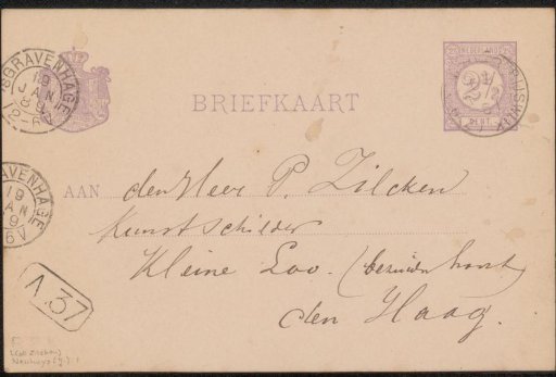 Postcard to Philip Zilcken
