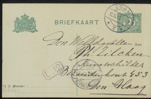 Postcard to Philip Zilcken