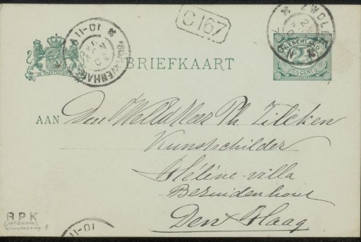 Postcard to Philip Zilcken