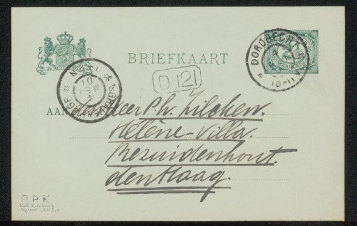 Postcard to Philip Zilcken