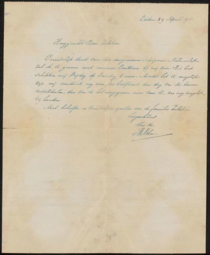 Letter to Philip Zilcken