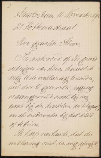 Letter to Philip Zilcken