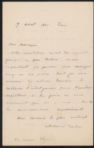 Letter to Philip Zilcken