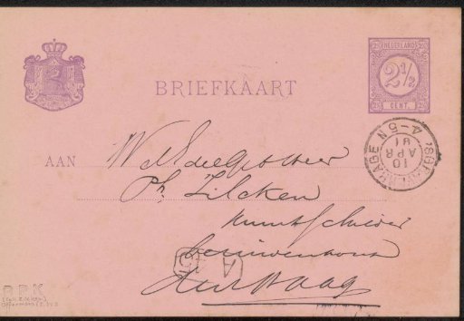 Postcard to Philip Zilcken