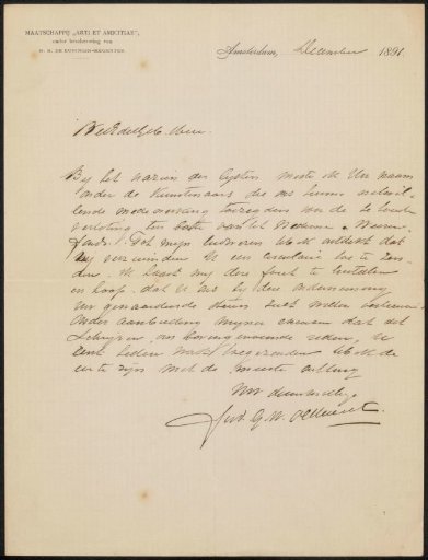 Letter to Philip Zilcken