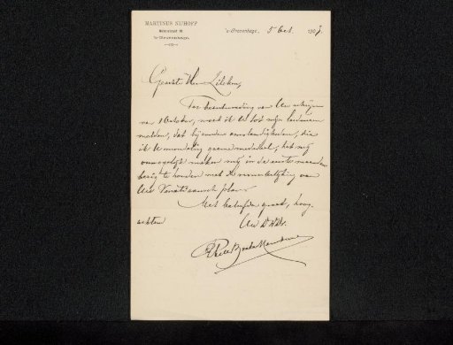 Letter to Philip Zilcken