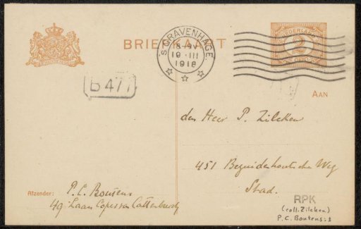 Postcard to Philip Zilcken