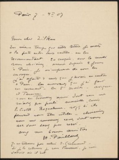 Letter to Philip Zilcken