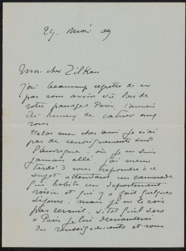 Letter to Philip Zilcken