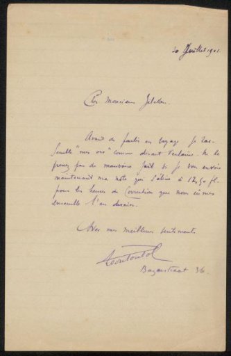 Letter to Philip Zilcken