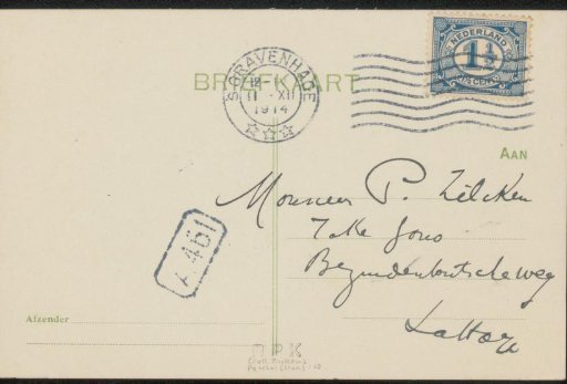 Postcard to Philip Zilcken