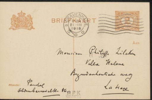 Postcard to Philip Zilcken