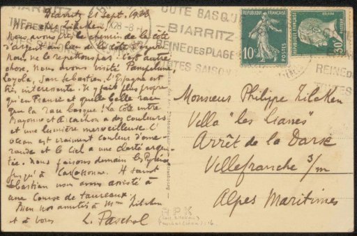 Picture postcard to Philip Zilcken