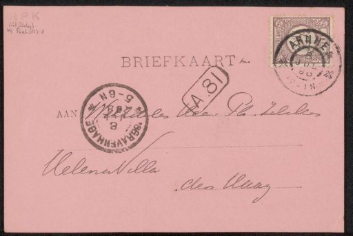 Postcard to Philip Zilcken