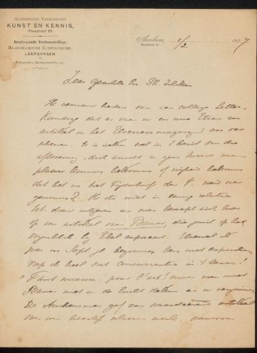 Letter to Philip Zilcken