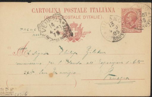 Postcard to Philip Zilcken