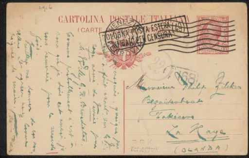 Postcard to Philip Zilcken