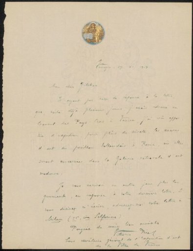 Letter to Philip Zilcken