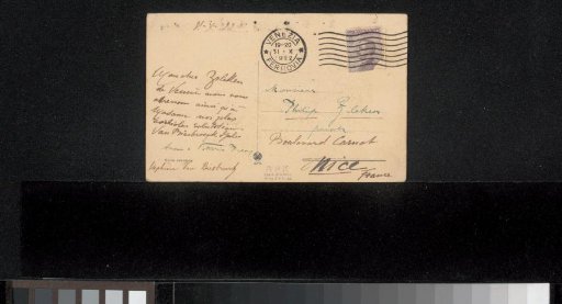 Postcard to Philip Zilcken