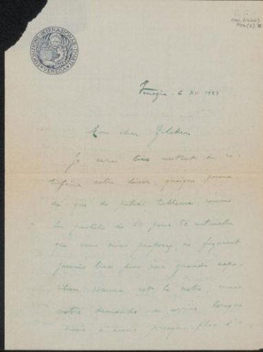 Letter to Philip Zilcken