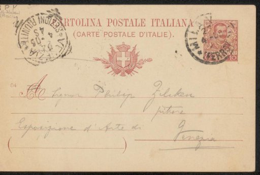 Postcard to Philip Zilcken