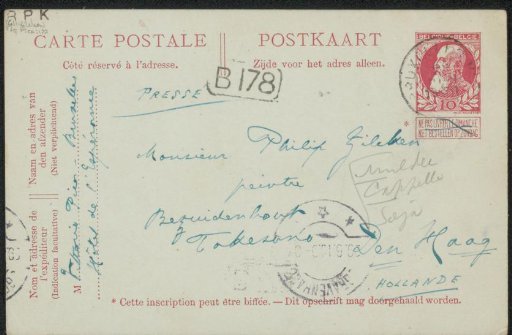 Postcard to Philip Zilcken