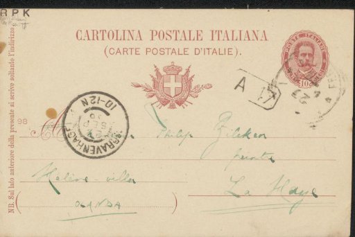 Postcard to Philip Zilcken