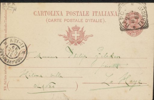 Postcard to Philip Zilcken